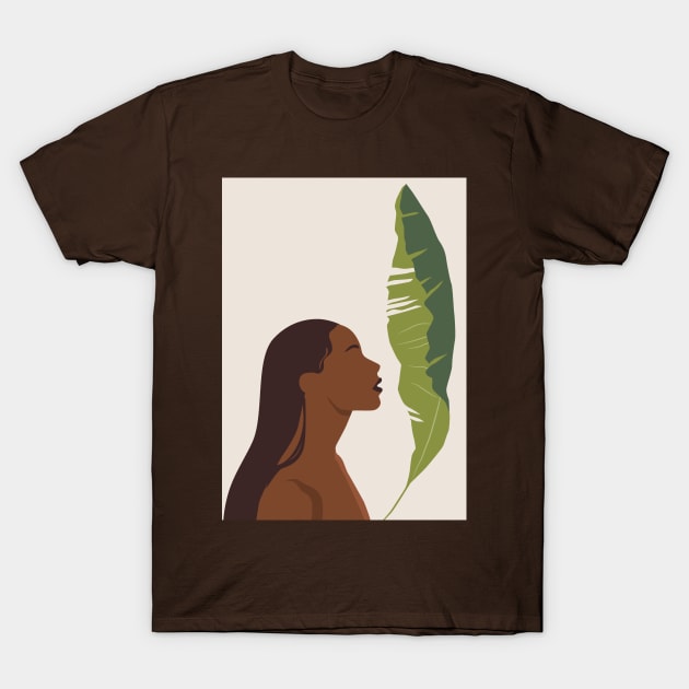 Exotic Woman Banana Leaf T-Shirt by JunkyDotCom
